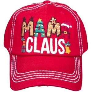 KBETHOS Red "Mama Claus" Christmas Holiday Distressed Baseball Cap NWT‎